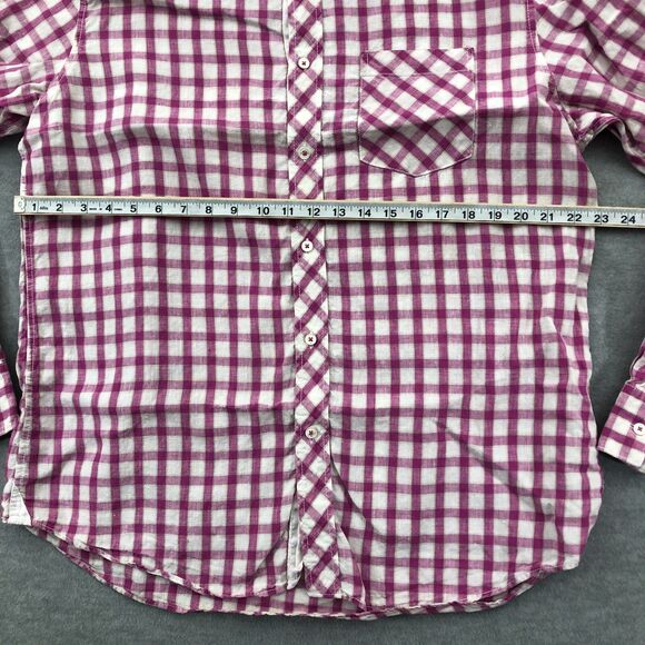 Bugatchi Button Shirt Mens Size XL Linen Shaped Fit Plaid Long Sleeve - Picture 11 of 16